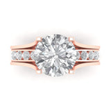 3.02 ct Brilliant Round Cut Natural Diamond Stone Clarity SI1-2 Color G-H Rose Gold Solitaire with Accents Bridal Set