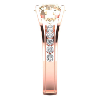 3.39 cttw Round Cut Natural Morganite Bridal Set - Solid Rose Gold Engagement Ring & Wedding Band