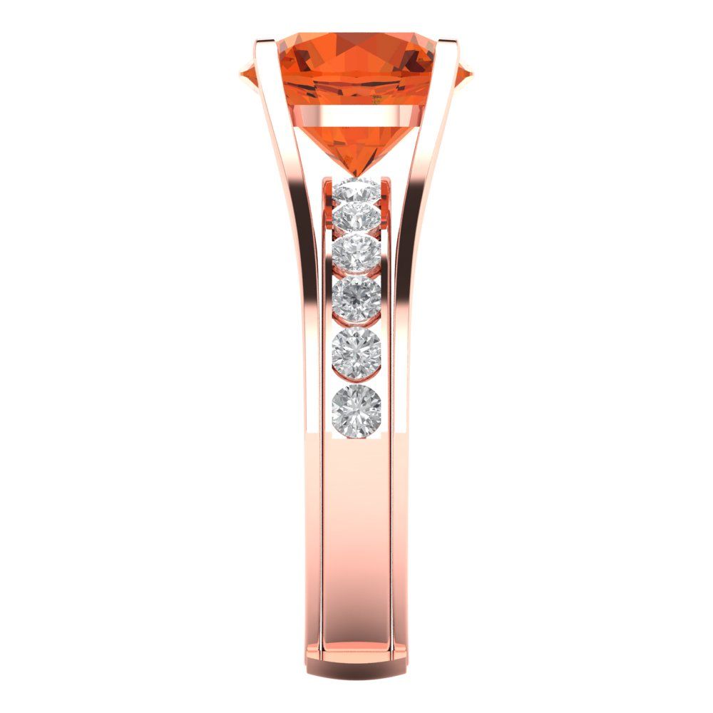 3.39 cttw Round Cut Simulated Red Diamond Bridal Set - Solid Rose Gold Engagement Ring & Wedding Band