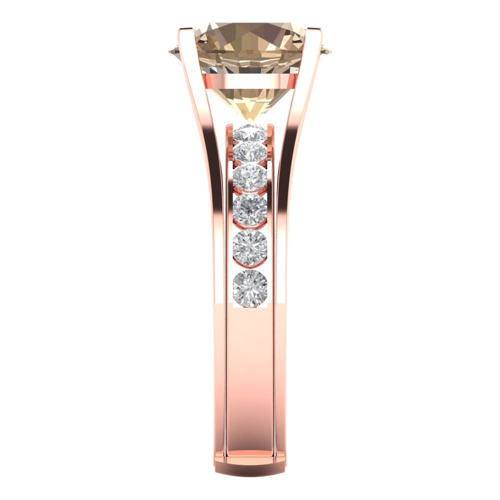 3.39 cttw Round Cut Yellow Moissanite Bridal Set - Solid Rose Gold Engagement Ring & Wedding Band