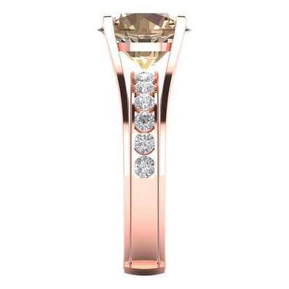 3.39 cttw Round Cut Yellow Moissanite Bridal Set - Solid Rose Gold Engagement Ring & Wedding Band