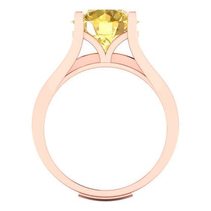 3.39 cttw Round Cut Simulated Yellow Diamond Bridal Set - Solid Rose Gold Engagement Ring & Wedding Band