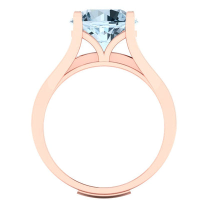 3.39 cttw Round Cut Natural Sky Blue Topaz Bridal Set - Solid Rose Gold Engagement Ring & Wedding Band