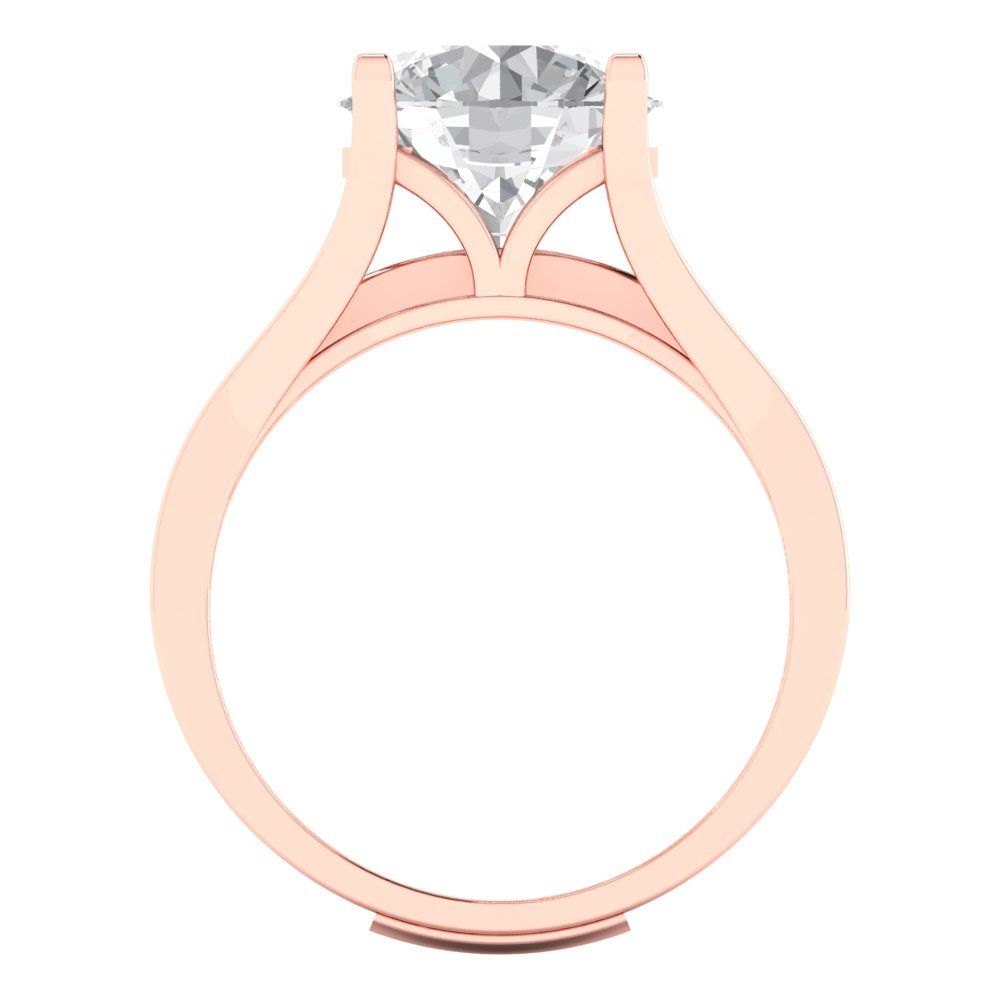 3.39 cttw Round Cut White Sapphire Bridal Set - Solid Rose Gold Engagement Ring & Wedding Band
