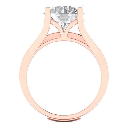 3.39 cttw Round Cut White Sapphire Bridal Set - Solid Rose Gold Engagement Ring & Wedding Band