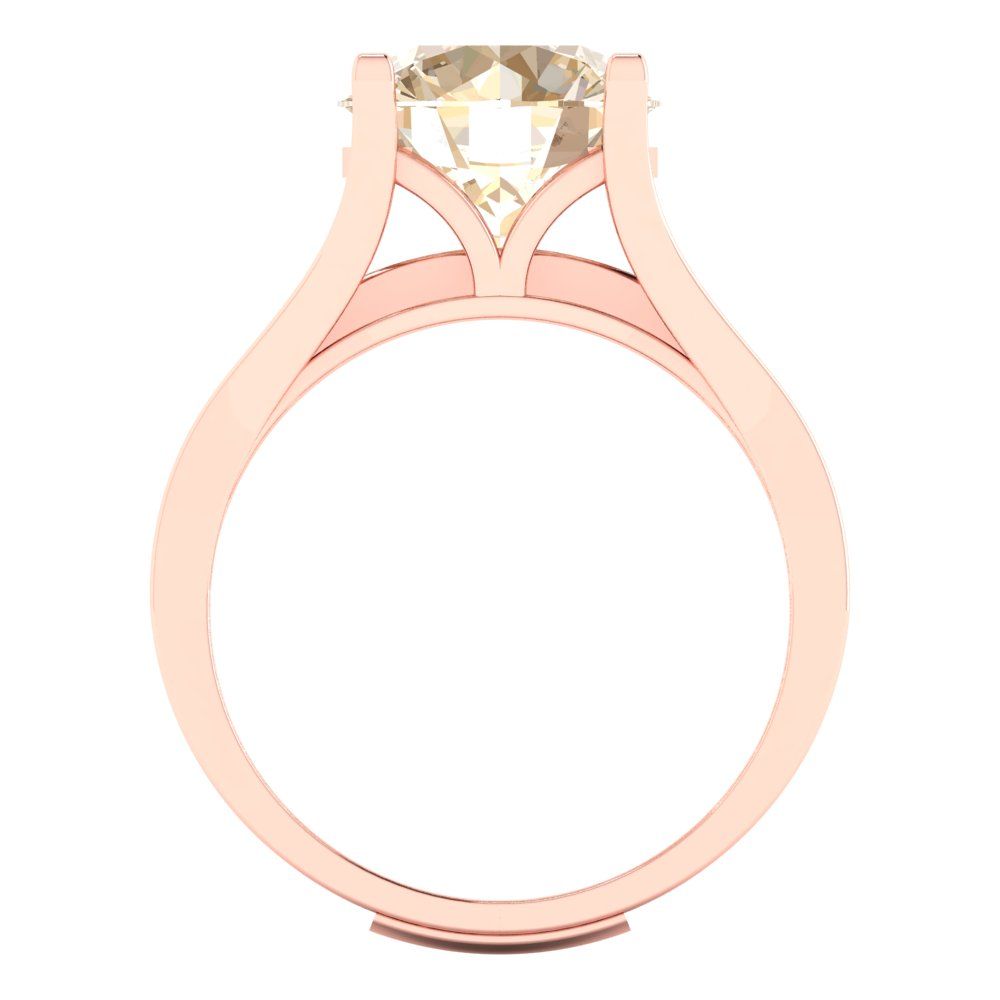 3.39 cttw Round Cut Natural Morganite Bridal Set - Solid Rose Gold Engagement Ring & Wedding Band