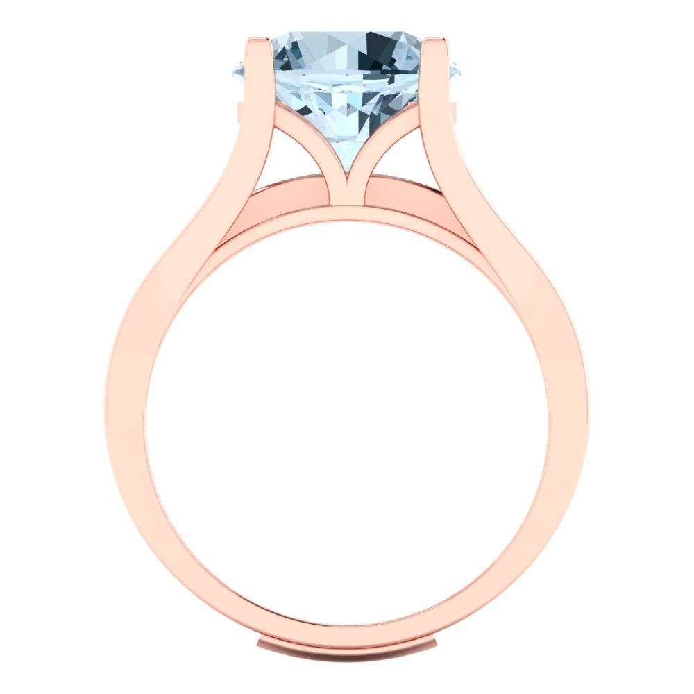 3.39 cttw Round Cut Natural Aquamarine Bridal Set - Solid Rose Gold Engagement Ring & Wedding Band