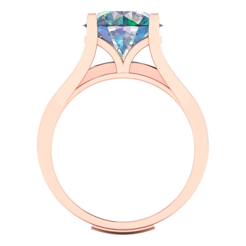 3.39 cttw Round Cut Blue Moissanite Bridal Set - Solid Rose Gold Engagement Ring & Wedding Band