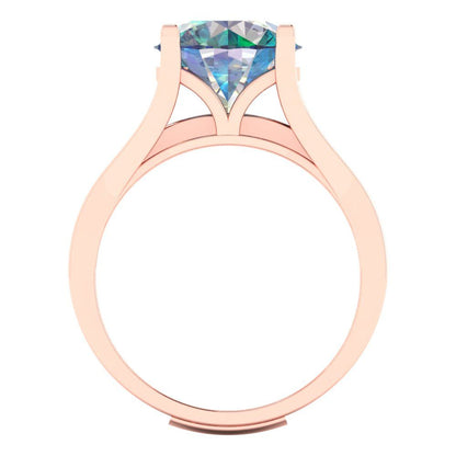 3.39 cttw Round Cut Blue Moissanite Bridal Set - Solid Rose Gold Engagement Ring & Wedding Band