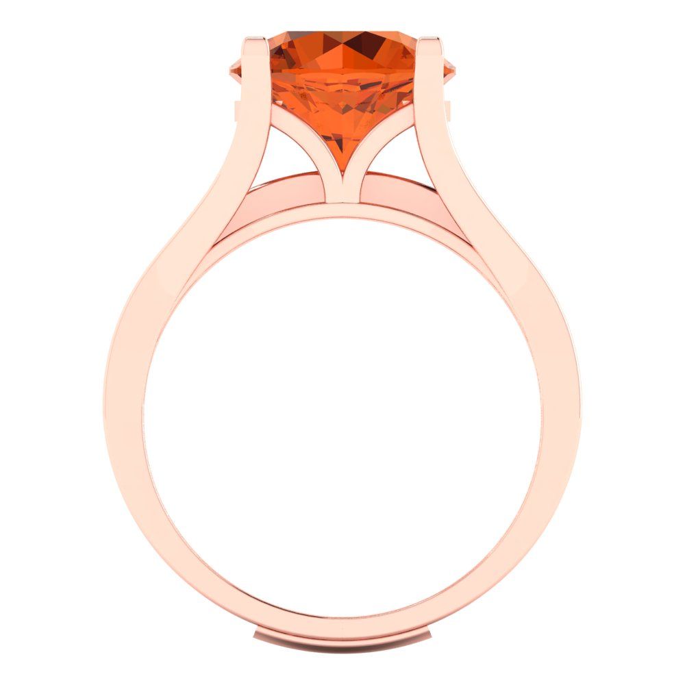 3.39 cttw Round Cut Simulated Red Diamond Bridal Set - Solid Rose Gold Engagement Ring & Wedding Band