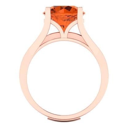 3.39 cttw Round Cut Simulated Pink Tourmaline Bridal Set - Solid Rose Gold Engagement Ring & Wedding Band