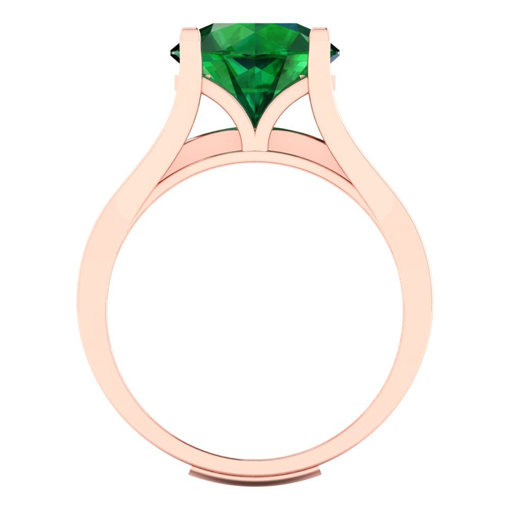 3.39 cttw Round Cut Simulated Emerald Bridal Set - Solid Rose Gold Engagement Ring & Wedding Band