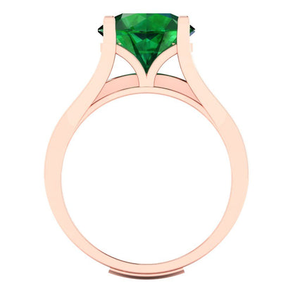 3.39 cttw Round Cut Simulated Emerald Bridal Set - Solid Rose Gold Engagement Ring & Wedding Band