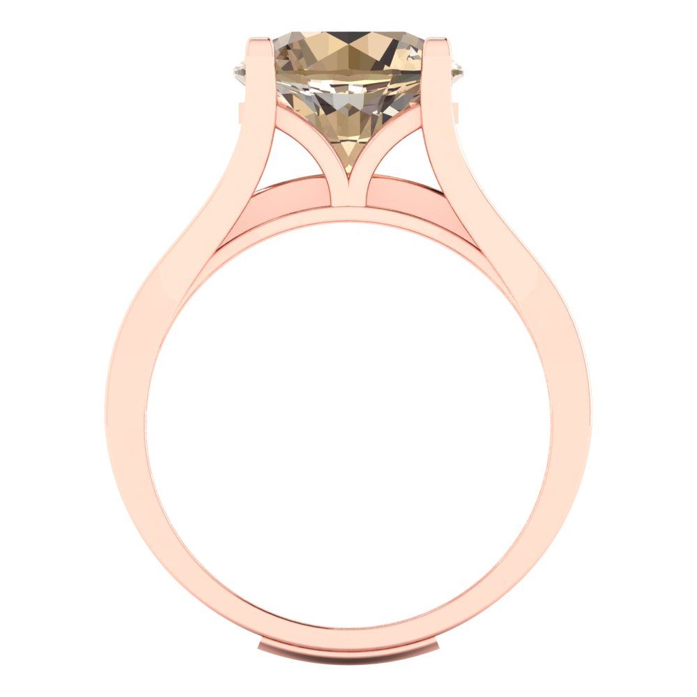 3.39 cttw Round Cut Yellow Moissanite Bridal Set - Solid Rose Gold Engagement Ring & Wedding Band
