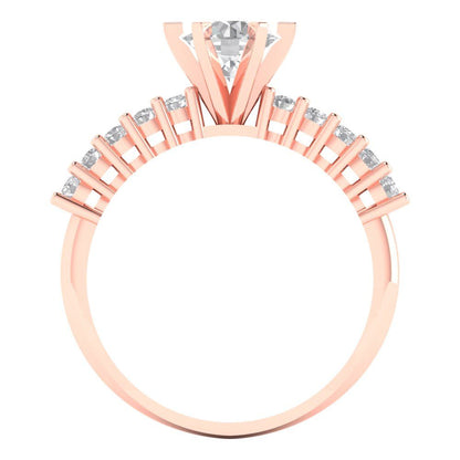 1.05 cttw Zirconia Simulated Diamond Solitaire with Zirconia Simulated Diamond Accents Engagement Ring - Solid Gold (VVS1, Round Cut,6.0mm)