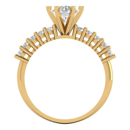 1.05 cttw White Sapphire Solitaire with Zirconia Simulated Diamond Accents Engagement Ring - Solid Gold (Round Cut,6.0mm)