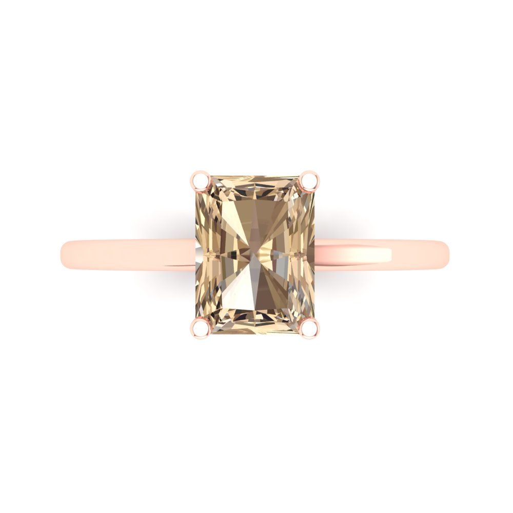 2 cttw Yellow Moissanite Solitaire  Engagement Ring - Solid Gold (Emerald Cut,8x6mm)