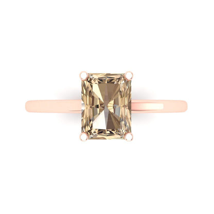 2 cttw Yellow Moissanite Solitaire  Engagement Ring - Solid Gold (Emerald Cut,8x6mm)