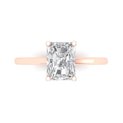 2 cttw Certified Moissanite Solitaire  Engagement Ring - Solid Gold (VVS1, D-F,Emerald Cut,8x6mm)