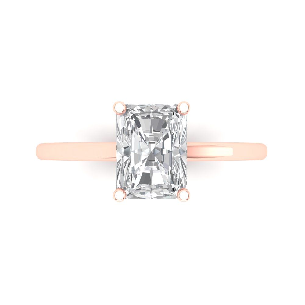 2 cttw White Sapphire Solitaire  Engagement Ring - Solid Gold (Emerald Cut,8x6mm)