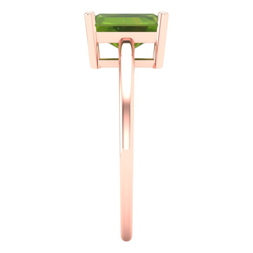 2 cttw Natural Peridot Solitaire  Engagement Ring - Solid Gold (Emerald Cut,8x6mm)