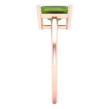 2 cttw Natural Peridot Solitaire  Engagement Ring - Solid Gold (Emerald Cut,8x6mm)