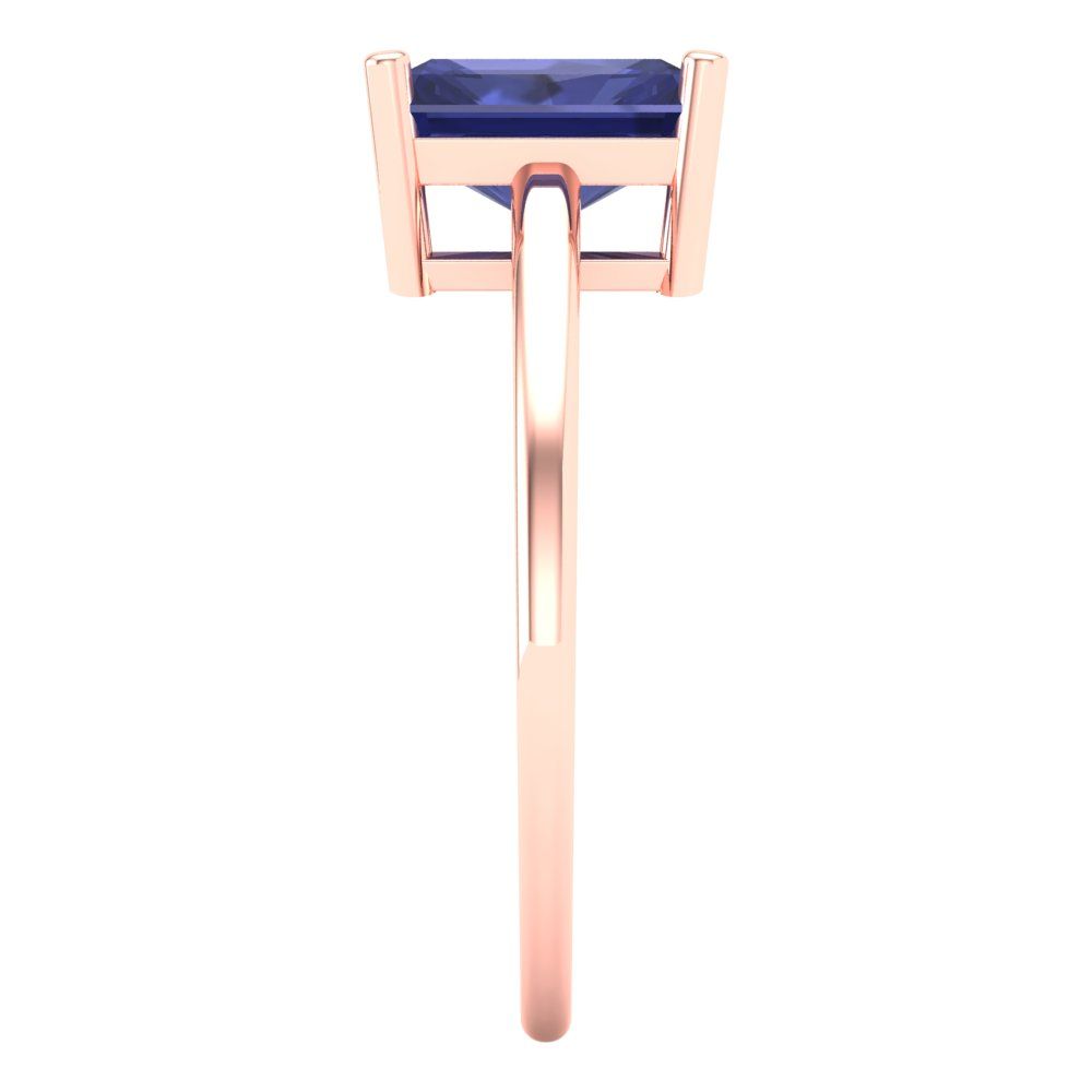 2 cttw Simulated Tanzanite Solitaire  Engagement Ring - Solid Gold (Emerald Cut,8x6mm)
