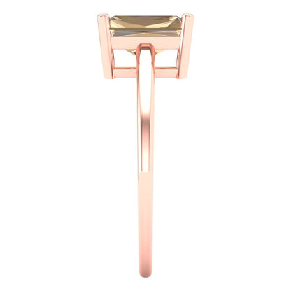 2 cttw Yellow Moissanite Solitaire  Engagement Ring - Solid Gold (Emerald Cut,8x6mm)