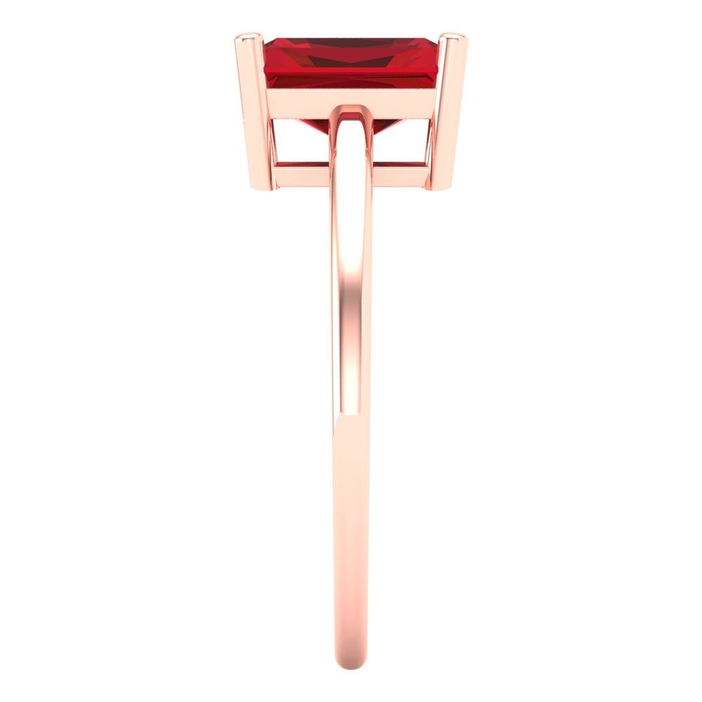 2 cttw Simulated Pink Tourmaline Solitaire  Engagement Ring - Solid Gold (Emerald Cut,8x6mm)