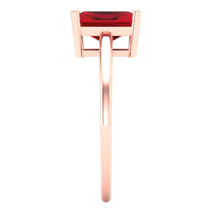 2 cttw Simulated Pink Tourmaline Solitaire  Engagement Ring - Solid Gold (Emerald Cut,8x6mm)