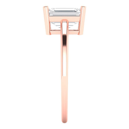 2 cttw Certified Moissanite Solitaire  Engagement Ring - Solid Gold (VVS1, D-F,Emerald Cut,8x6mm)