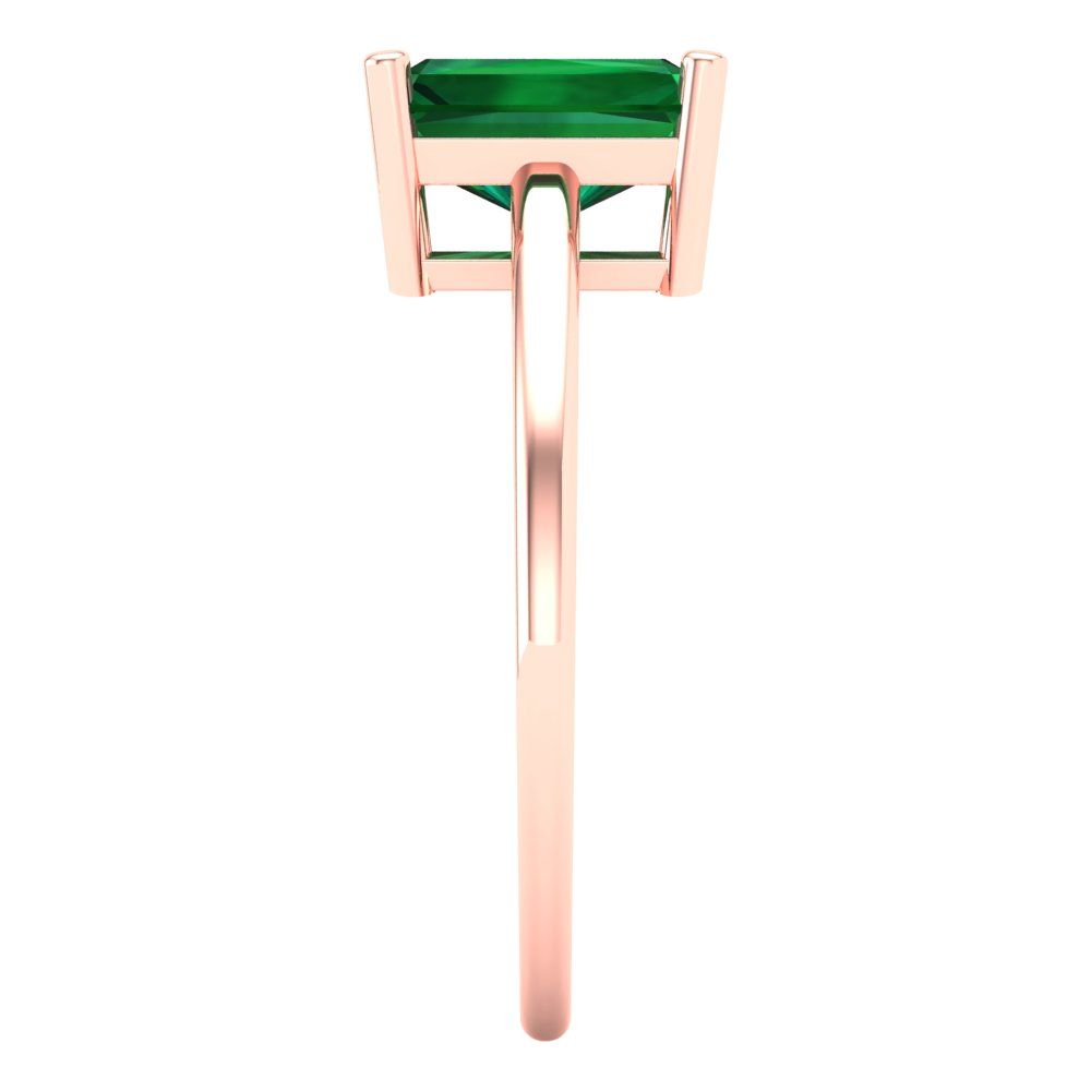 2 cttw Simulated Emerald Solitaire  Engagement Ring - Solid Gold (Emerald Cut,8x6mm)