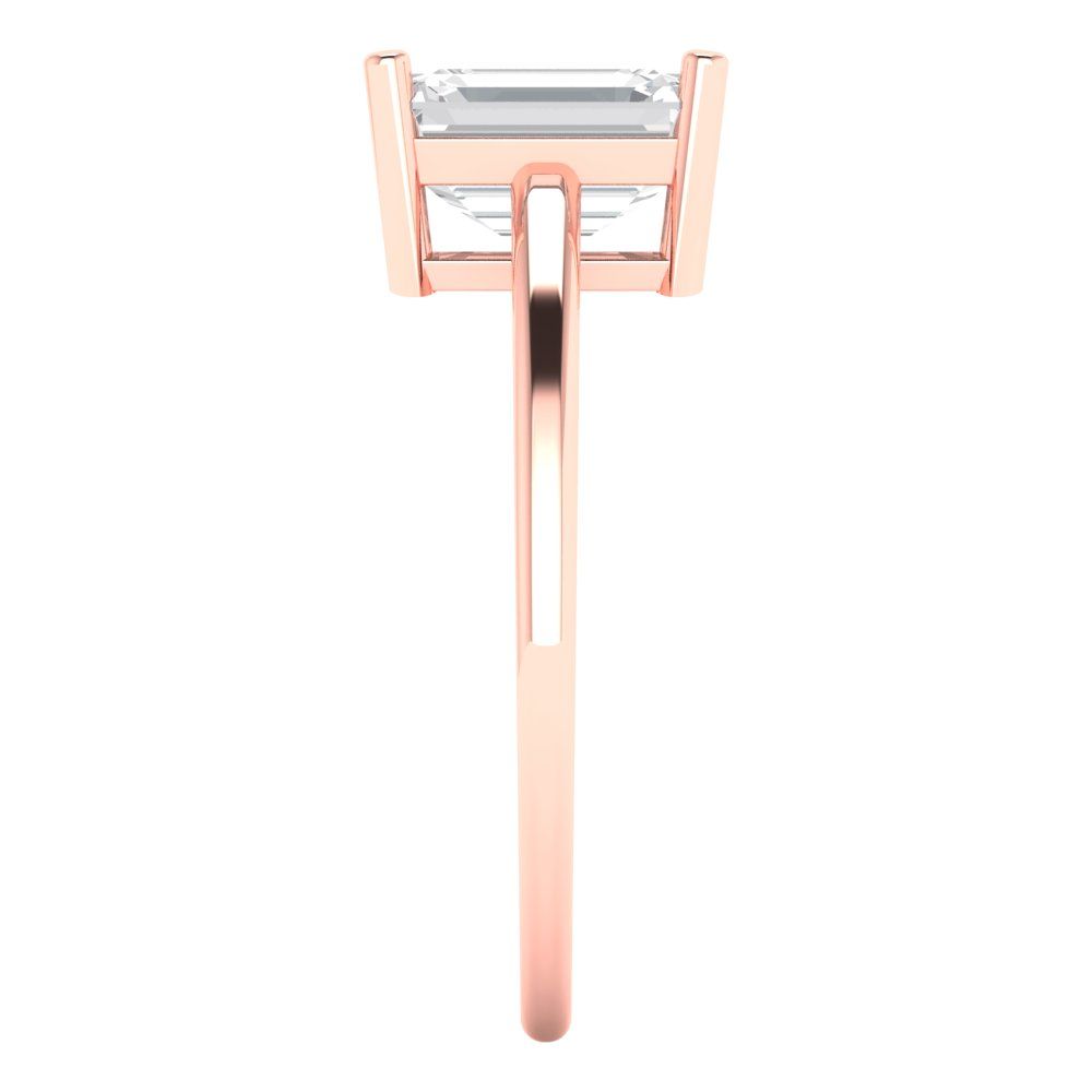 2 cttw Zirconia Simulated Diamond Solitaire  Engagement Ring - Solid Gold (VVS1, Emerald Cut,8x6mm)