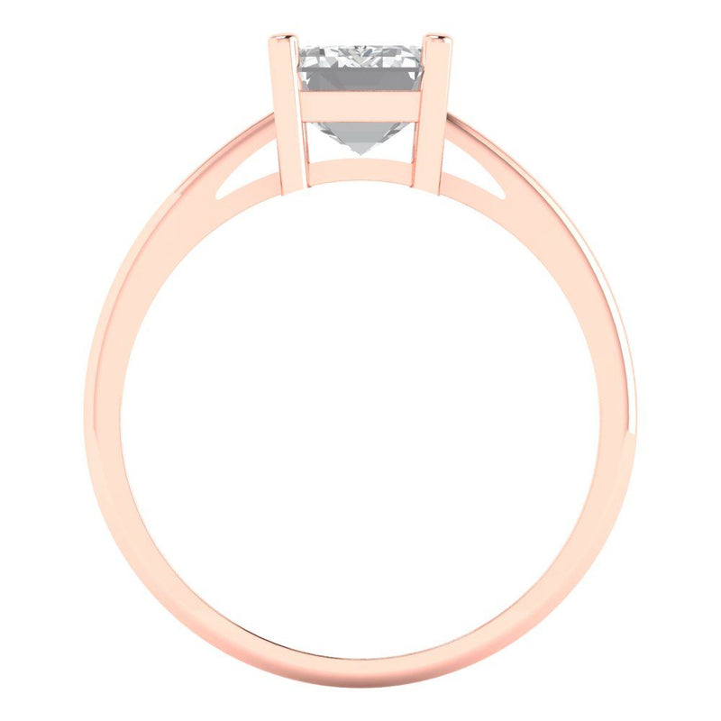 2.0 ct Brilliant Emerald Cut Natural Diamond Stone Clarity SI1-2 Color G-H Rose Gold Solitaire Ring