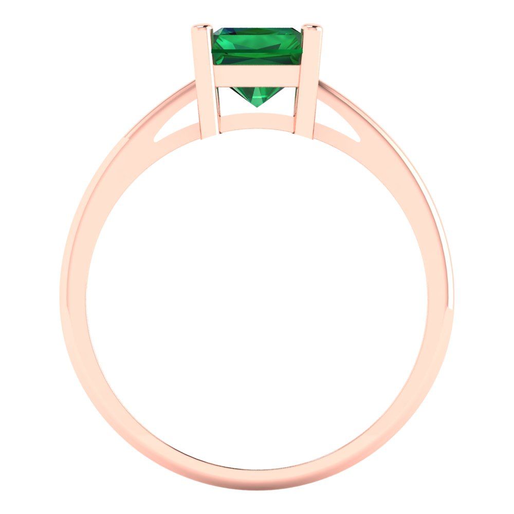 2 cttw Simulated Emerald Solitaire  Engagement Ring - Solid Gold (Emerald Cut,8x6mm)