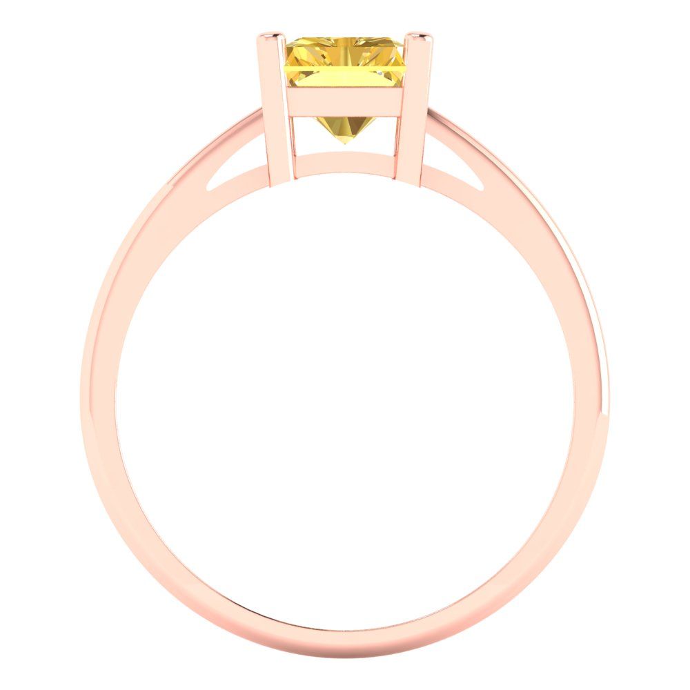 2 cttw Zirconia Simulated Yellow Diamond Solitaire  Engagement Ring - Solid Gold (VVS1, Emerald Cut,8x6mm)