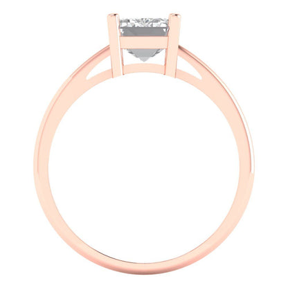 2 cttw White Sapphire Solitaire  Engagement Ring - Solid Gold (Emerald Cut,8x6mm)