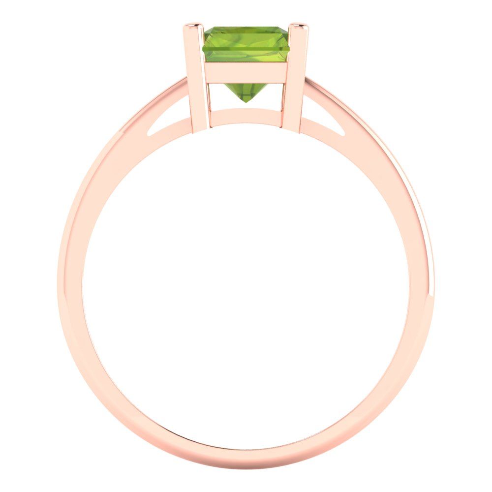 2 cttw Natural Peridot Solitaire  Engagement Ring - Solid Gold (Emerald Cut,8x6mm)