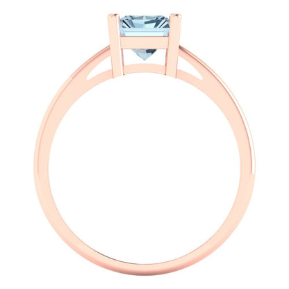 2 cttw Natural Swiss Blue Topaz Solitaire  Engagement Ring - Solid Gold (Emerald Cut,8x6mm)