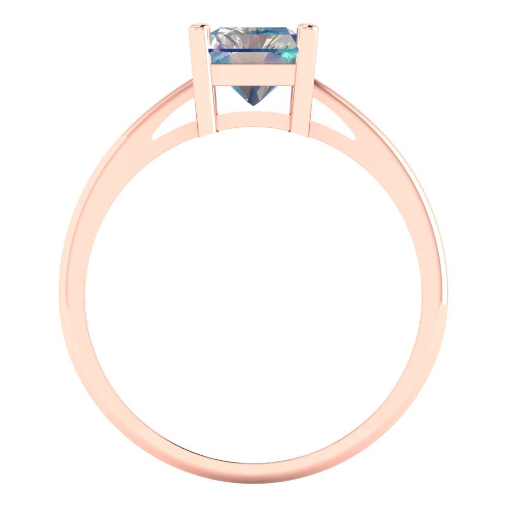 2 cttw Blue Moissanite Solitaire  Engagement Ring - Solid Gold (Emerald Cut,8x6mm)