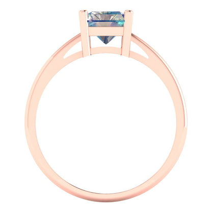 2 cttw Blue Moissanite Solitaire  Engagement Ring - Solid Gold (Emerald Cut,8x6mm)