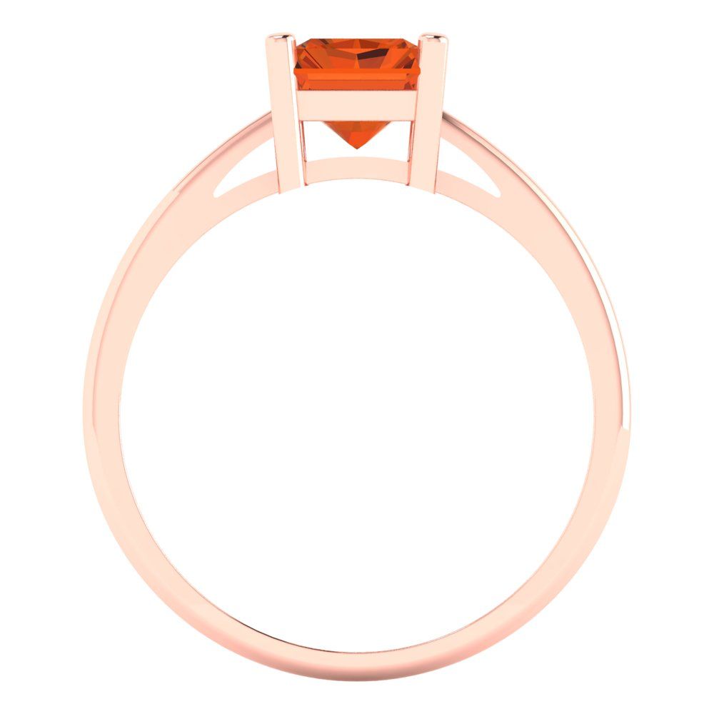 2 cttw Simulated Pink Tourmaline Solitaire  Engagement Ring - Solid Gold (Emerald Cut,8x6mm)