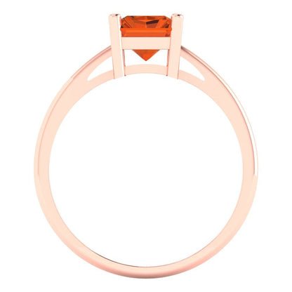 2 cttw Simulated Pink Tourmaline Solitaire  Engagement Ring - Solid Gold (Emerald Cut,8x6mm)