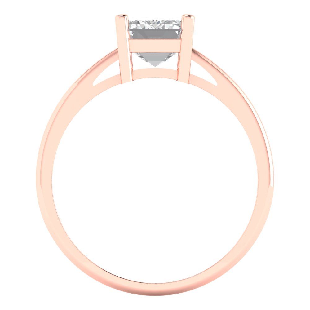 2 cttw Zirconia Simulated Diamond Solitaire  Engagement Ring - Solid Gold (VVS1, Emerald Cut,8x6mm)