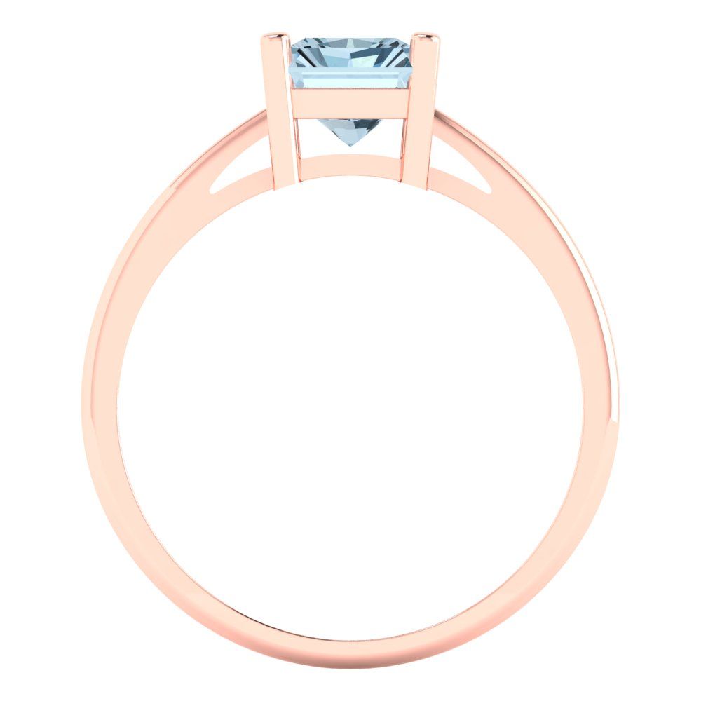 2 cttw Natural Aquamarine Solitaire  Engagement Ring - Solid Gold (Emerald Cut,8x6mm)