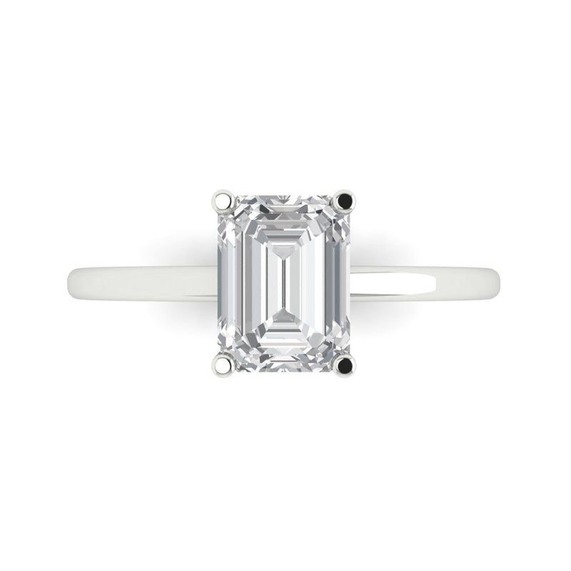 2.0 ct  Brilliant Emerald Cut Natural Diamond Stone Clarity SI1-2 Color G-H White Gold Solitaire Ring