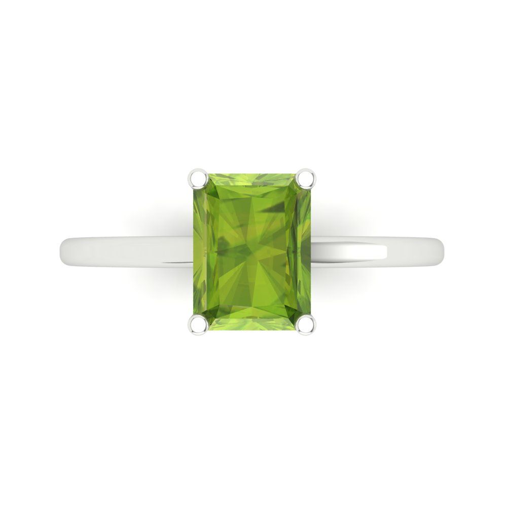 2 cttw Natural Peridot Solitaire  Engagement Ring - Solid Gold (Emerald Cut,8x6mm)