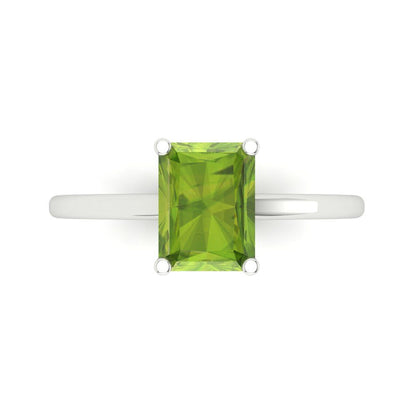 2 cttw Natural Peridot Solitaire  Engagement Ring - Solid Gold (Emerald Cut,8x6mm)