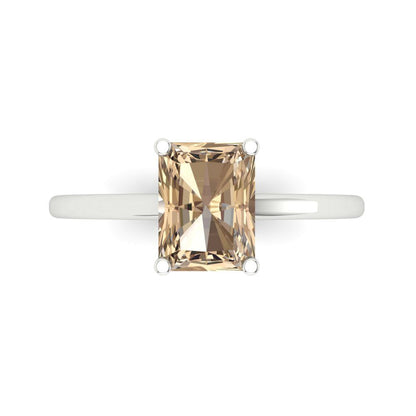 2 cttw Yellow Moissanite Solitaire  Engagement Ring - Solid Gold (Emerald Cut,8x6mm)