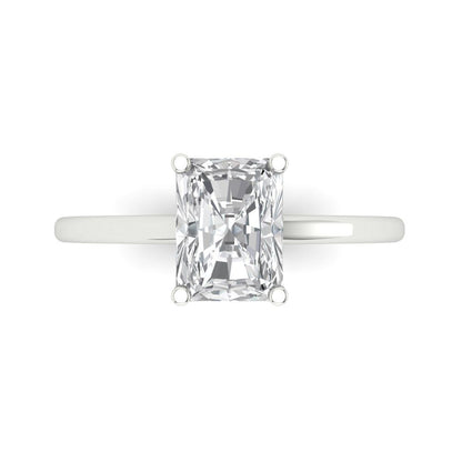 2 cttw White Sapphire Solitaire  Engagement Ring - Solid Gold (Emerald Cut,8x6mm)